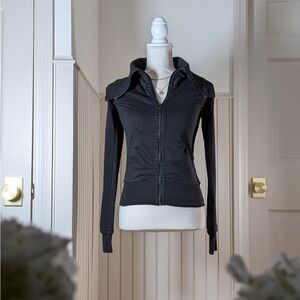 Urban Behavior Black Fitted Zip Up Jacket Size S/P Y2K